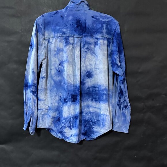 Anchor Blue Vintage Denim Shacket Shirt Tie Dye Dyed Blue Size Small Retro EUC - Picture 4 of 5
